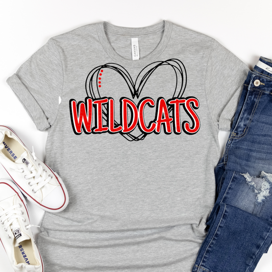 Stringy Heart Script Mascot Spirit Tee - MariROsa Craft Shop