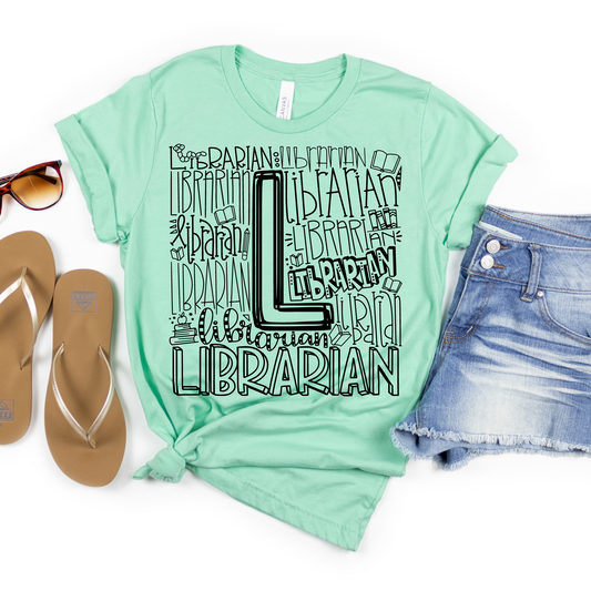 Librarian Typography Design Tee - MariROsa Craft Shop