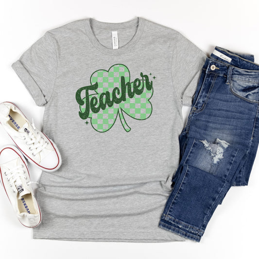Teacher Shamrock Retro Style Tee - MariROsa Craft Shop