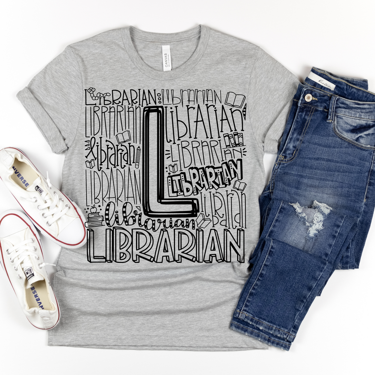 Librarian Typography Design Tee - MariROsa Craft Shop