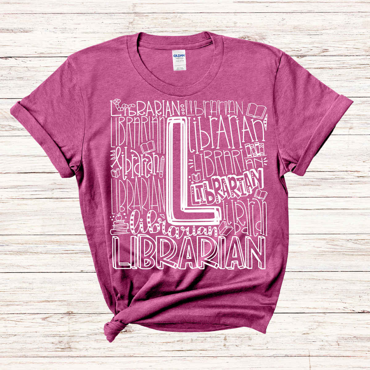 Librarian Typography Design Tee - MariROsa Craft Shop