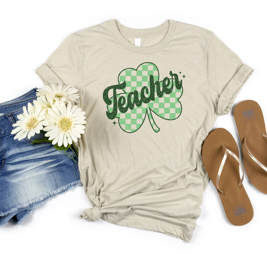 Teacher Shamrock Retro Style Tee - MariROsa Craft Shop
