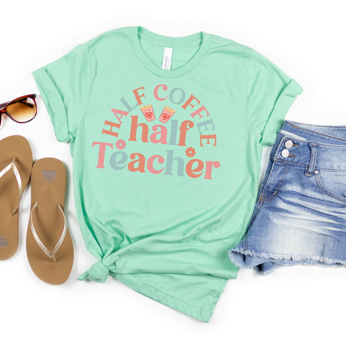 Half Coffee Half Teacher Tee - MariROsa Craft Shop