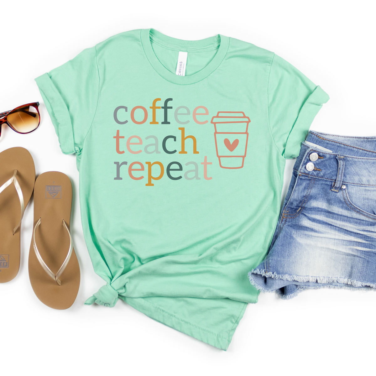 Coffee Teach Repeat Tee - MariROsa Craft Shop