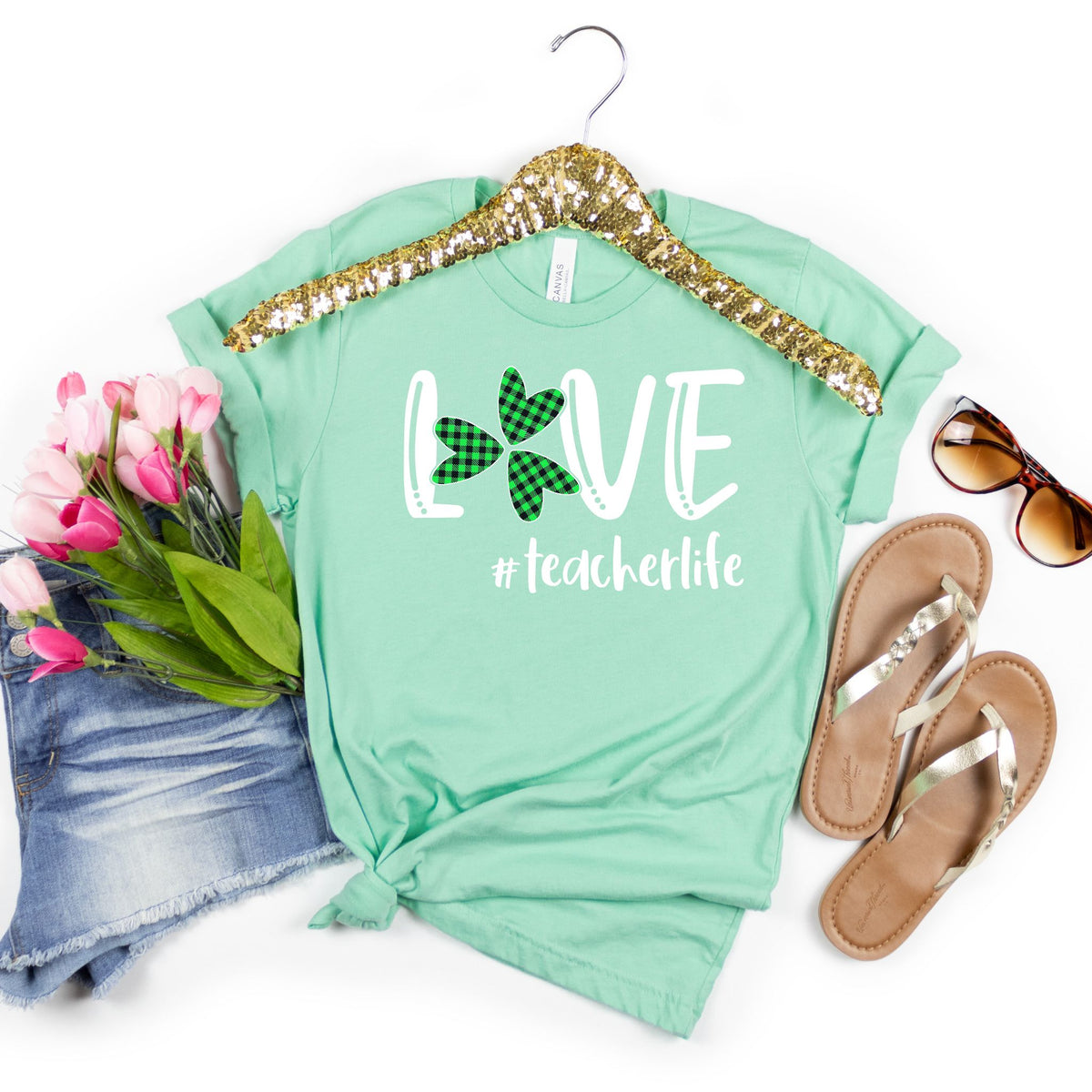 Love #teacherlife Shamrock Tee - MariROsa Craft Shop