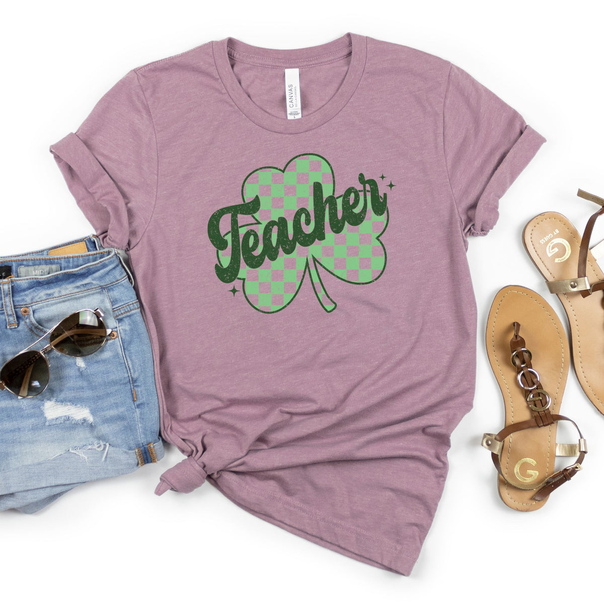 Teacher Shamrock Retro Style Tee - MariROsa Craft Shop