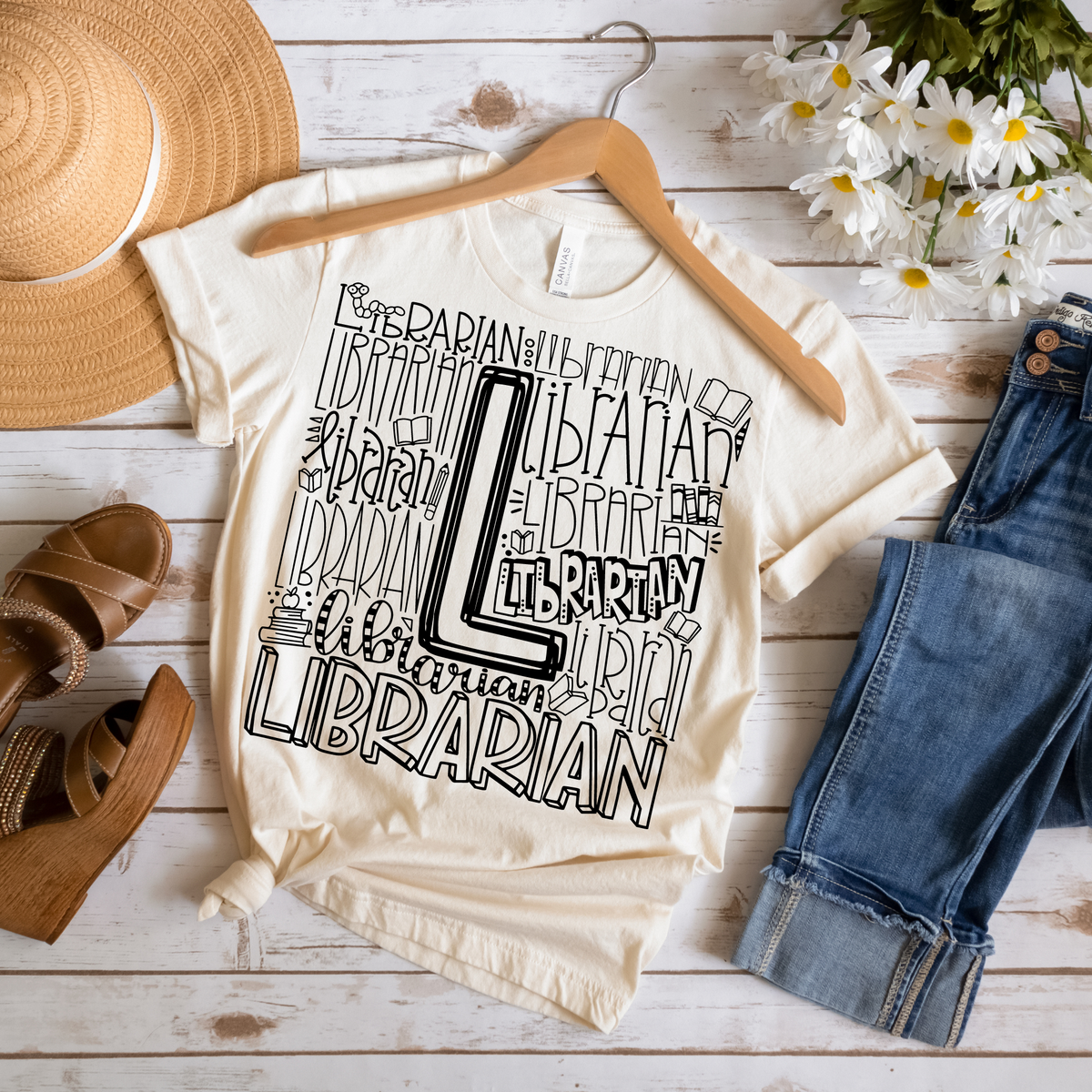 Librarian Typography Design Tee - MariROsa Craft Shop
