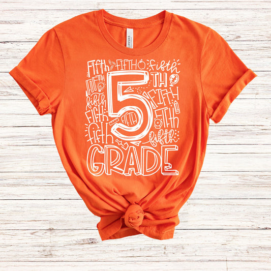 Fifth Grade Typography Primary Color Tees - MariROsa Craft Shop