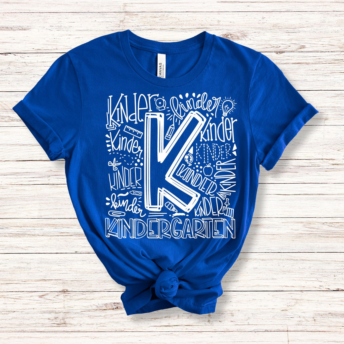 Kindergarten Typography Primary Color Tees - MariROsa Craft Shop