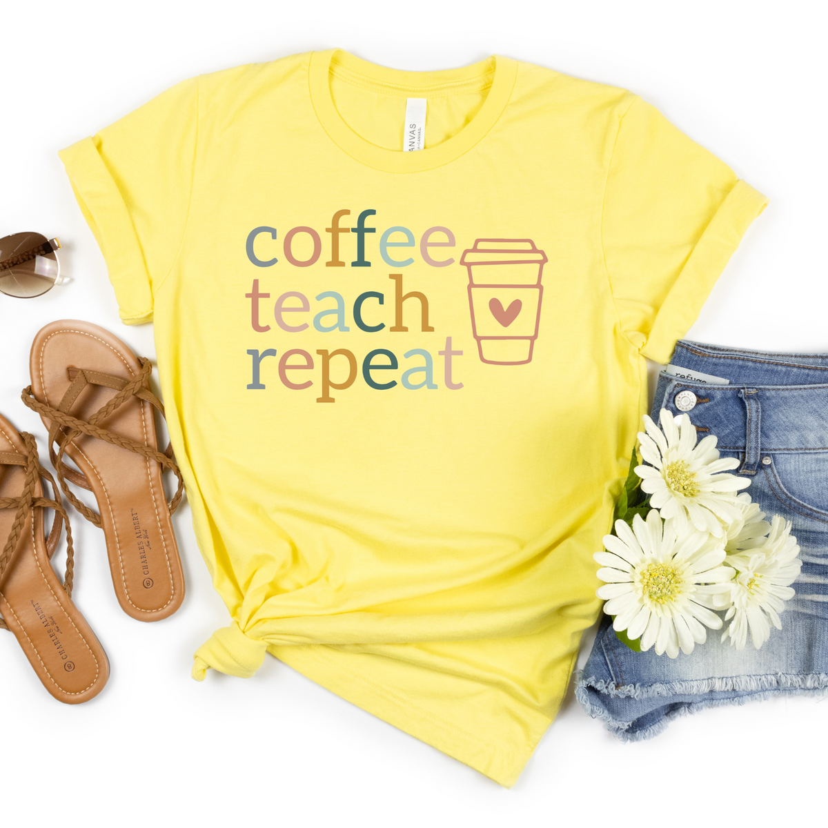 Coffee Teach Repeat Tee - MariROsa Craft Shop