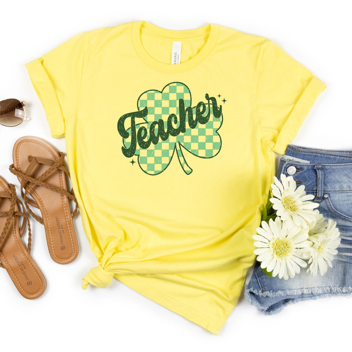 Teacher Shamrock Retro Style Tee - MariROsa Craft Shop