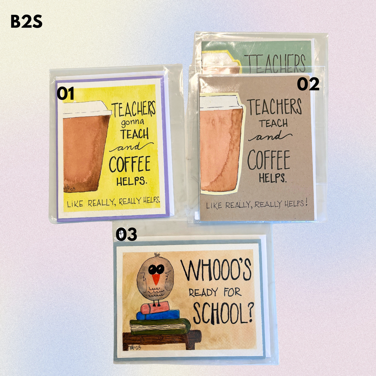 Back to School Hand-Painted Greeting Cards - MariROsa Craft Shop