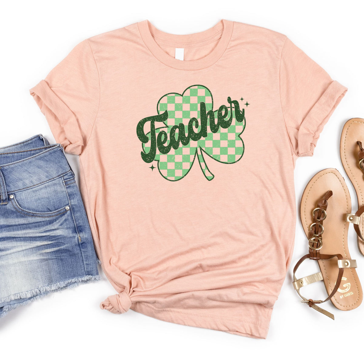Teacher Shamrock Retro Style Tee - MariROsa Craft Shop