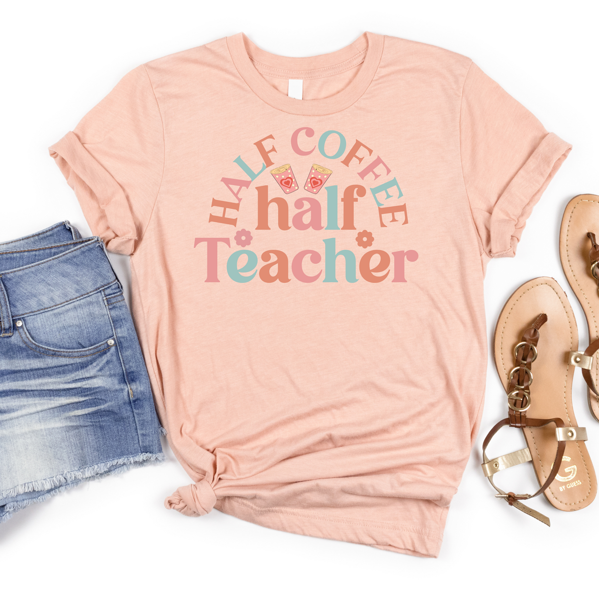 Half Coffee Half Teacher Tee - MariROsa Craft Shop