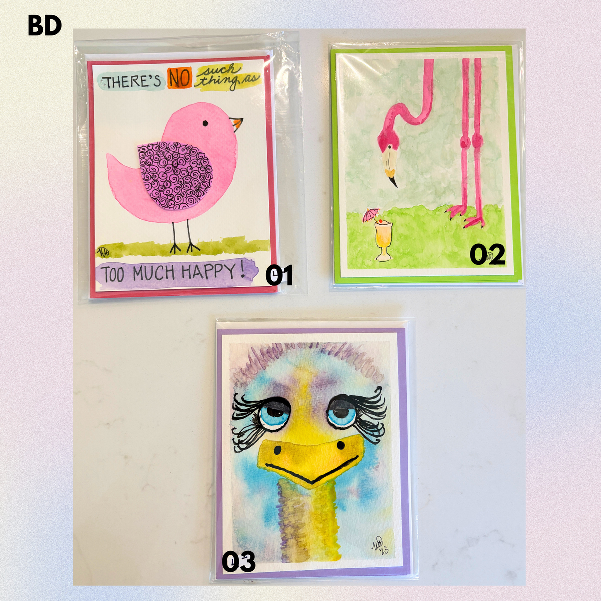 Birds: Hand-Painted Greeting Cards - MariROsa Craft Shop