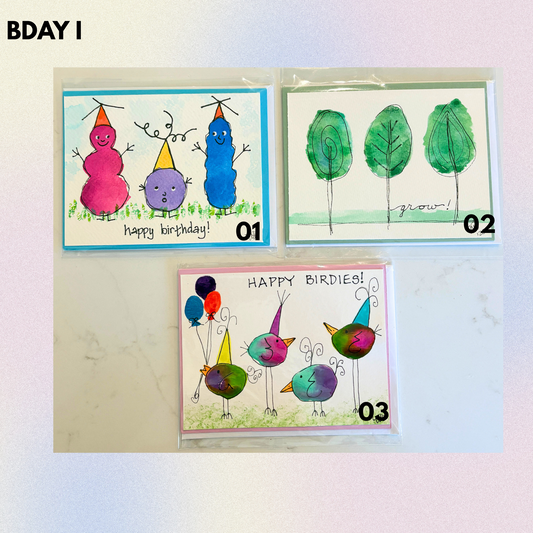Birthday Set 1 Hand-Painted Greeting Cards - MariROsa Craft Shop