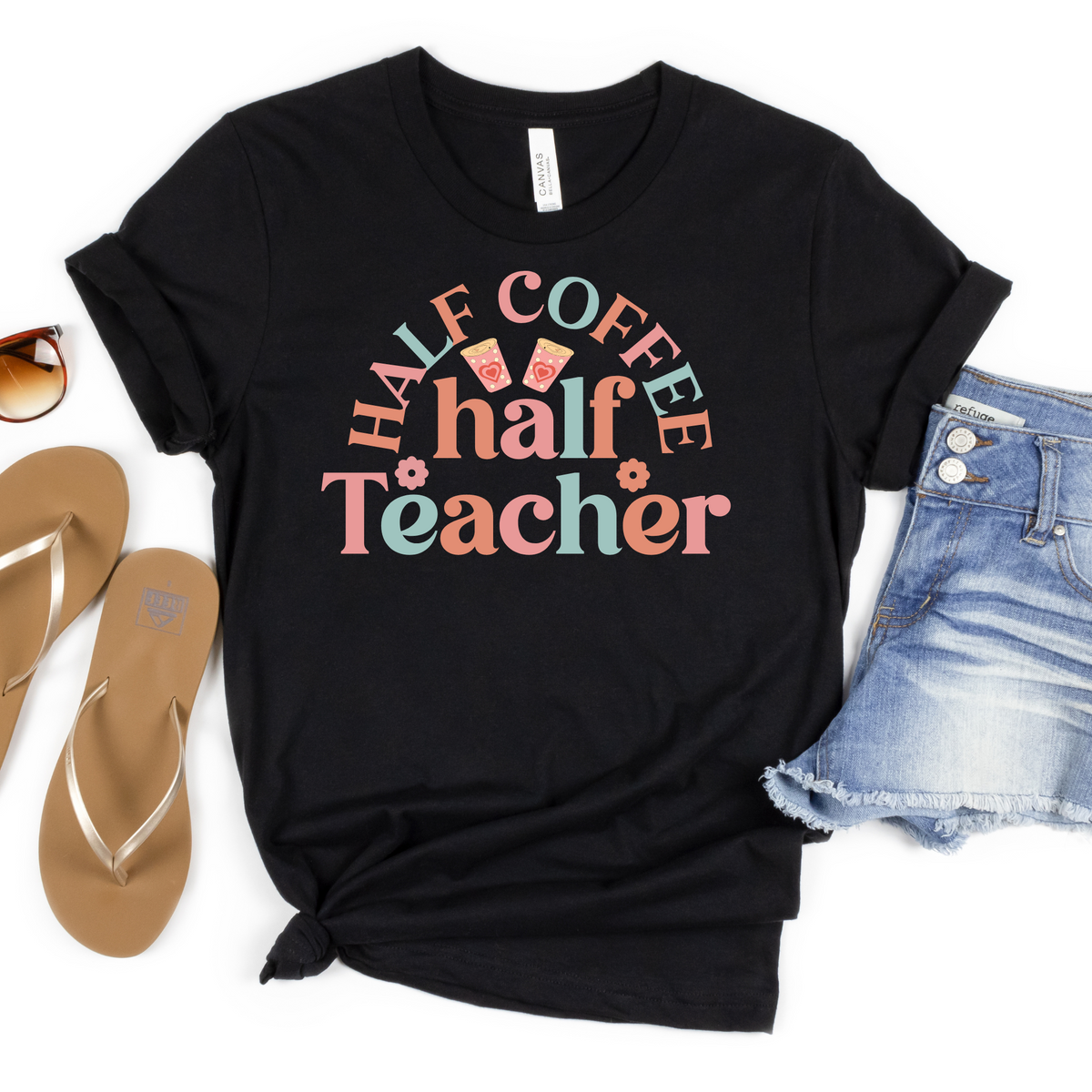 Half Coffee Half Teacher Tee - MariROsa Craft Shop