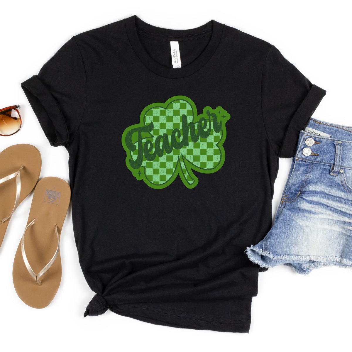 Teacher Shamrock Retro Style Tee - MariROsa Craft Shop
