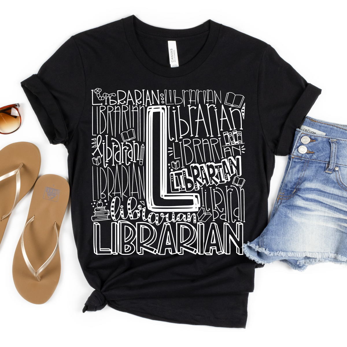 Librarian Typography Design Tee - MariROsa Craft Shop