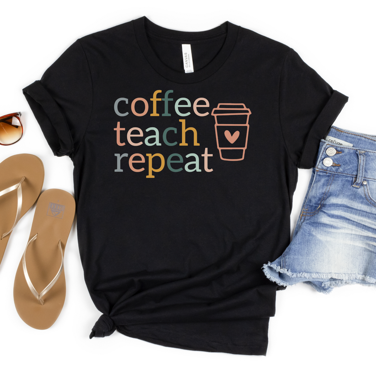 Coffee Teach Repeat Tee - MariROsa Craft Shop