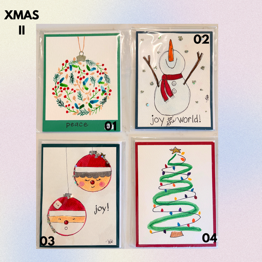 Christmas Set 2 Hand-Painted Greeting Cards - MariROsa Craft Shop
