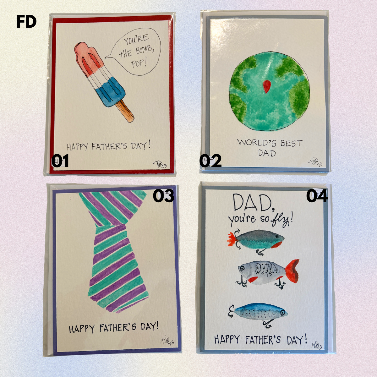 Father's Day Hand-Painted Greeting Cards - MariROsa Craft Shop