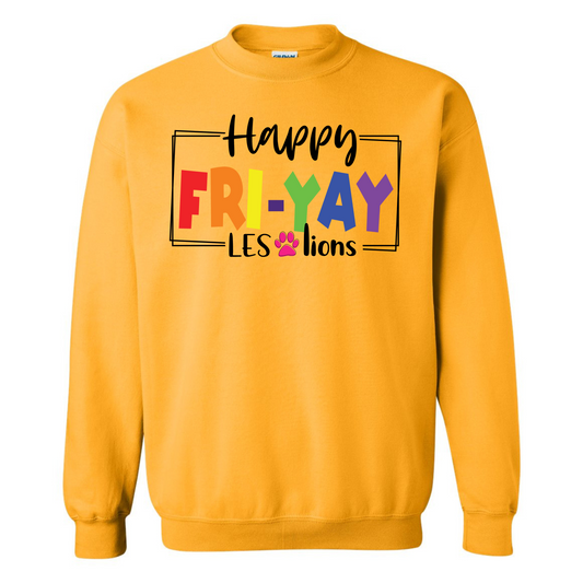 Happy FRI-YAY LES LIONS Crew Sweatshirt - MariROsa Craft Shop