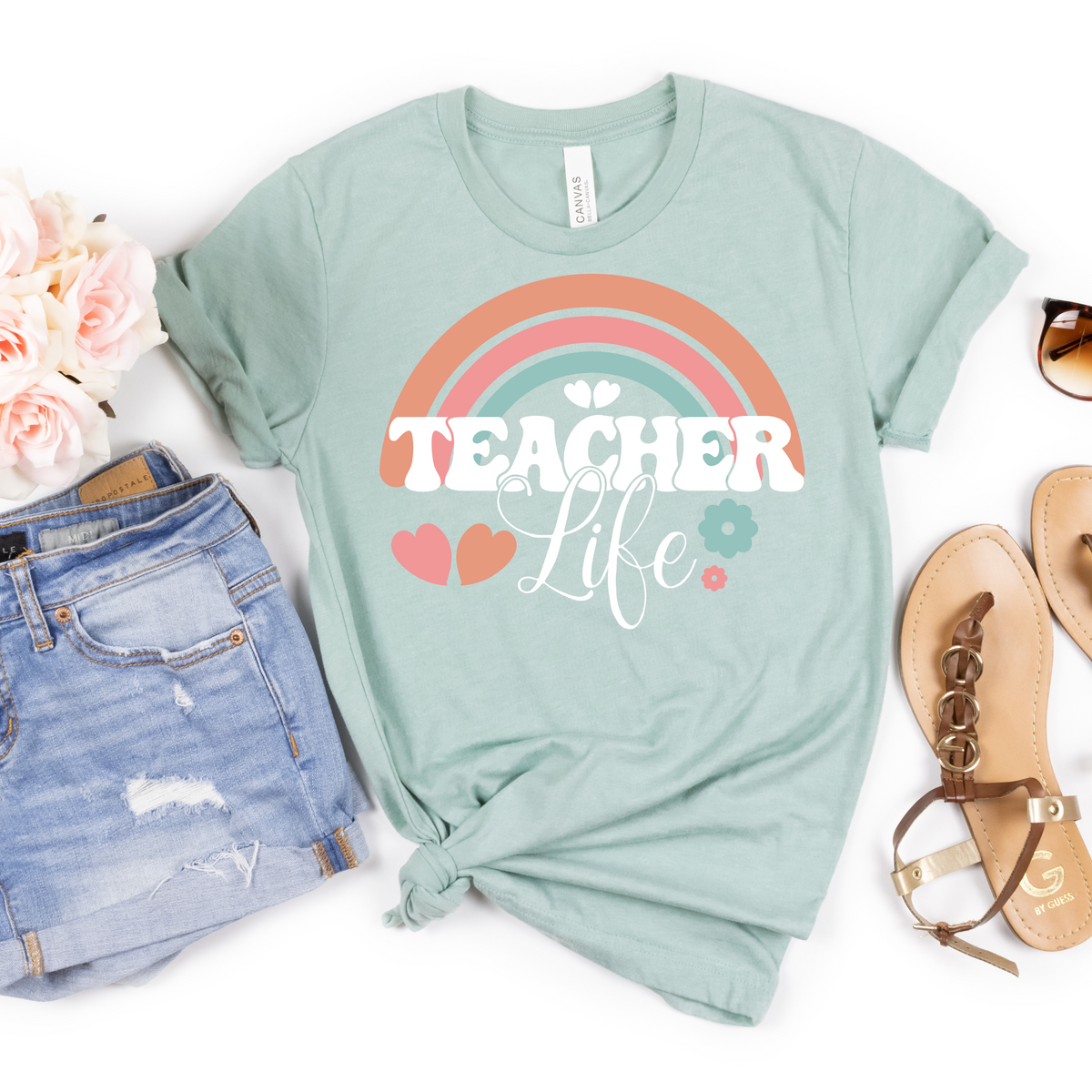 Teacher Life Pastel Rainbow - MariROsa Craft Shop
