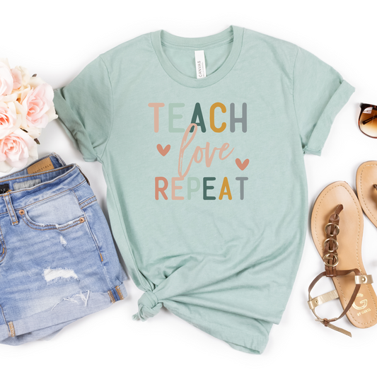 Teach Love Repeat Tee - MariROsa Craft Shop