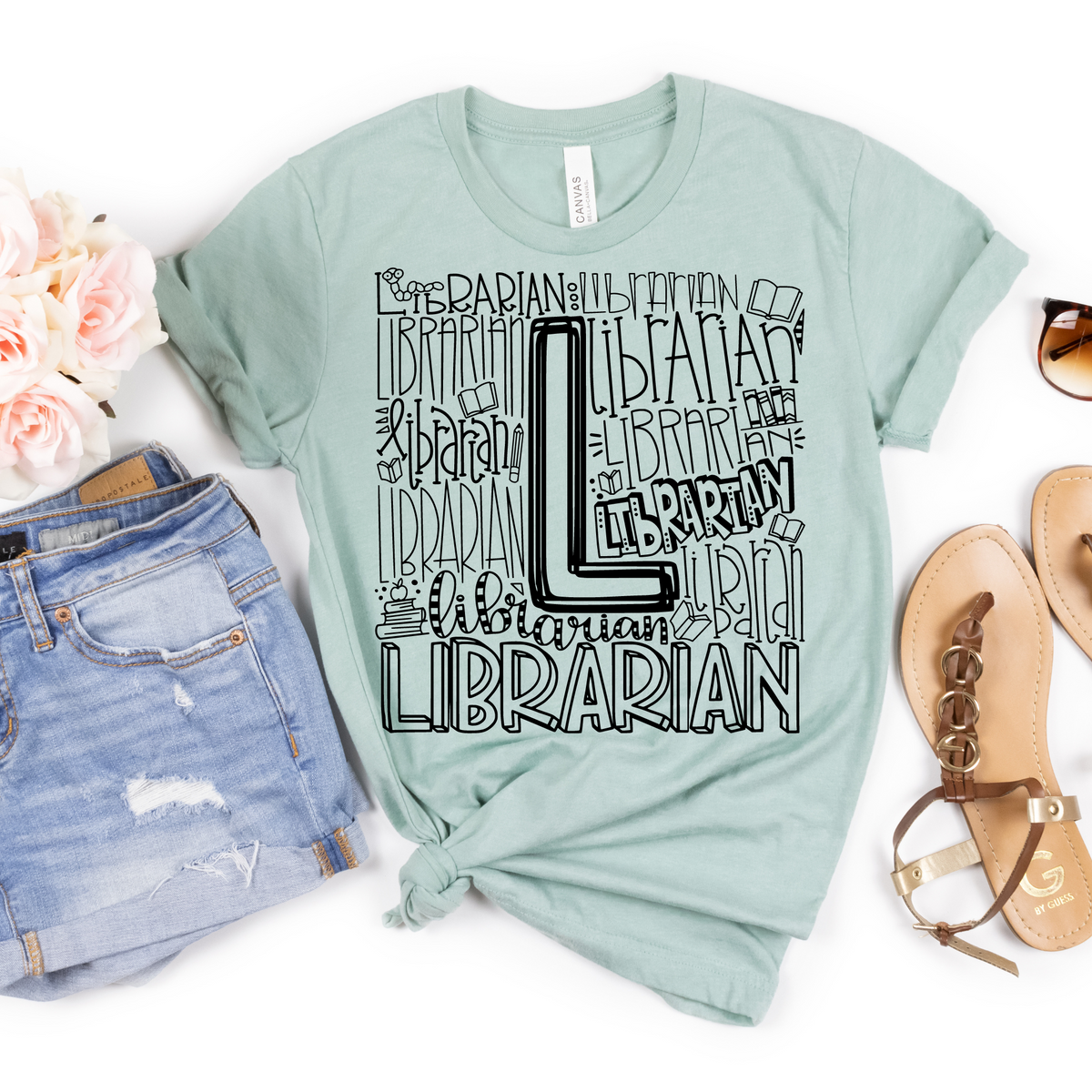 Librarian Typography Design Tee - MariROsa Craft Shop