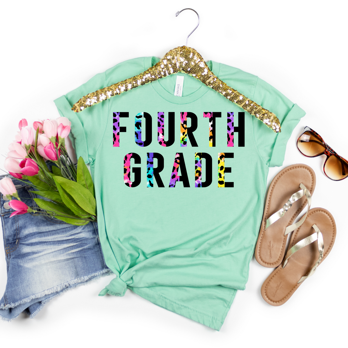 Tye Dye Leopard Print Grade Level Tee - MariROsa Craft Shop