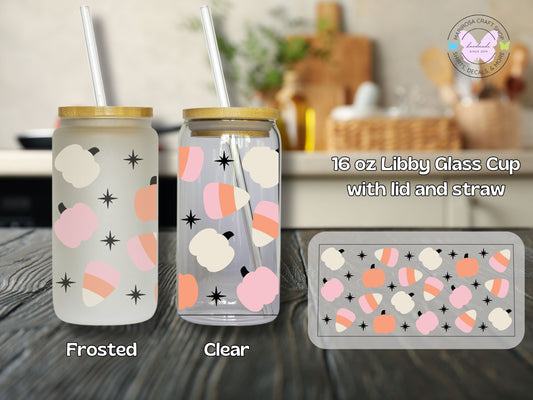 Pastel Pumpkins and Candy Corn Libby Glass - MariROsa Craft Shop