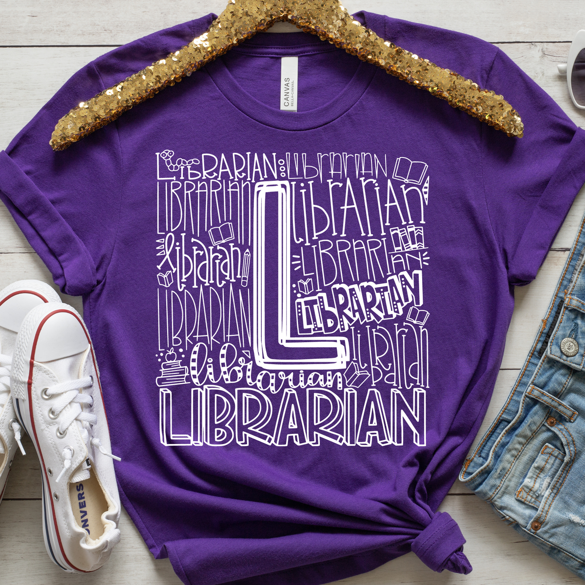Librarian Typography Design Tee - MariROsa Craft Shop