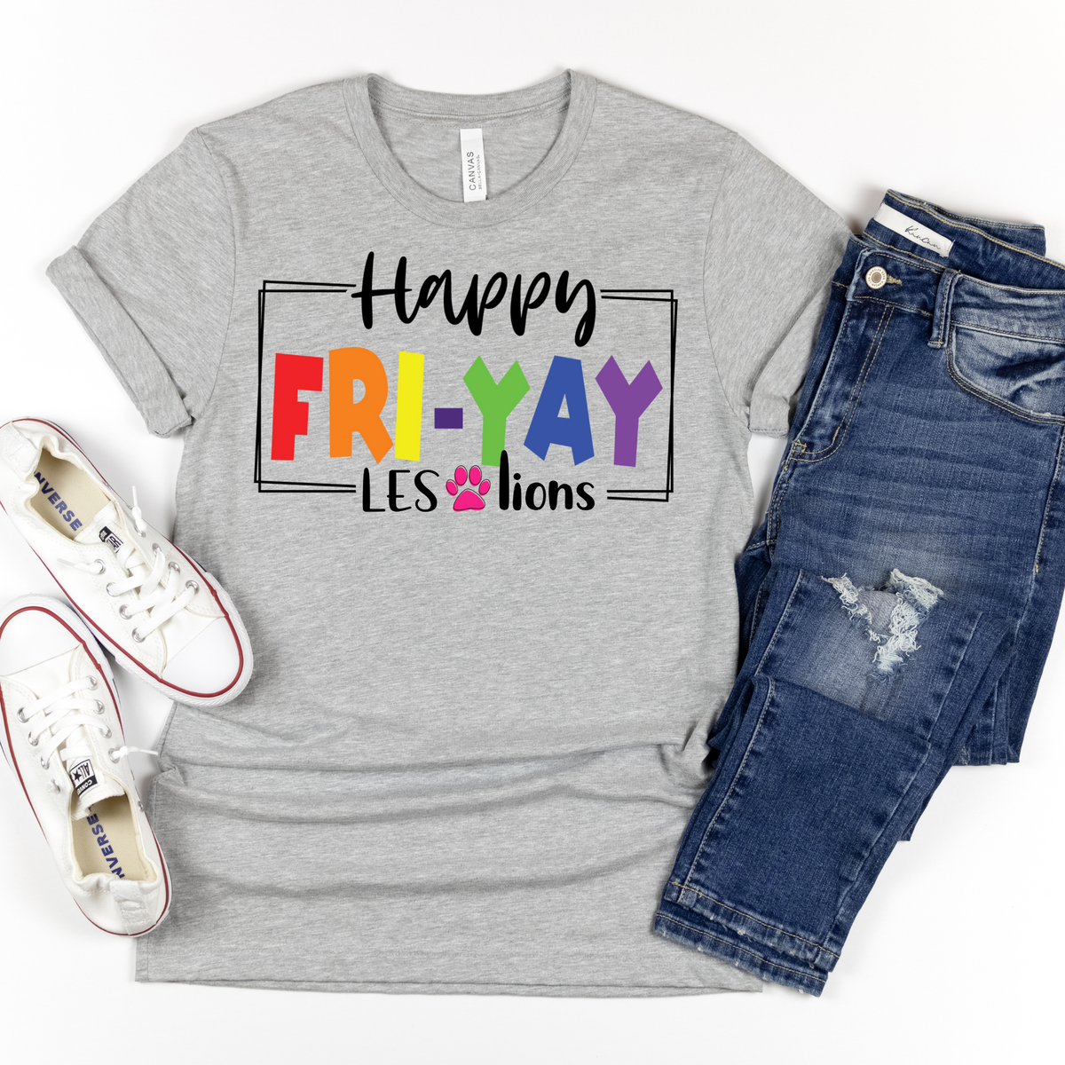 Happy FRI-YAY LES LIONS Tee - MariROsa Craft Shop