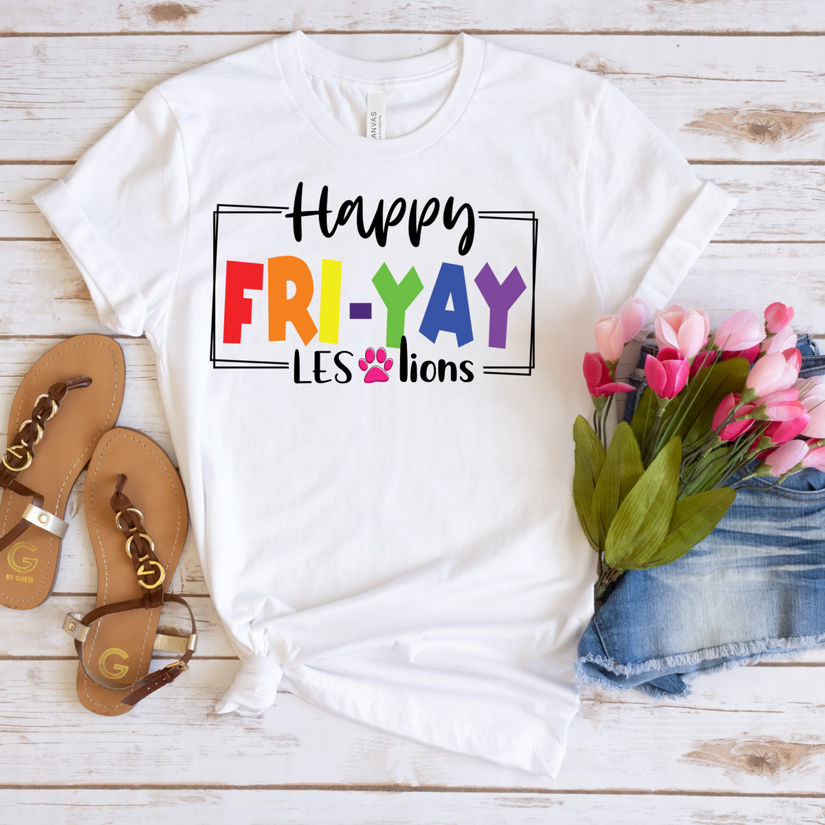 Happy FRI-YAY LES LIONS Tee - MariROsa Craft Shop