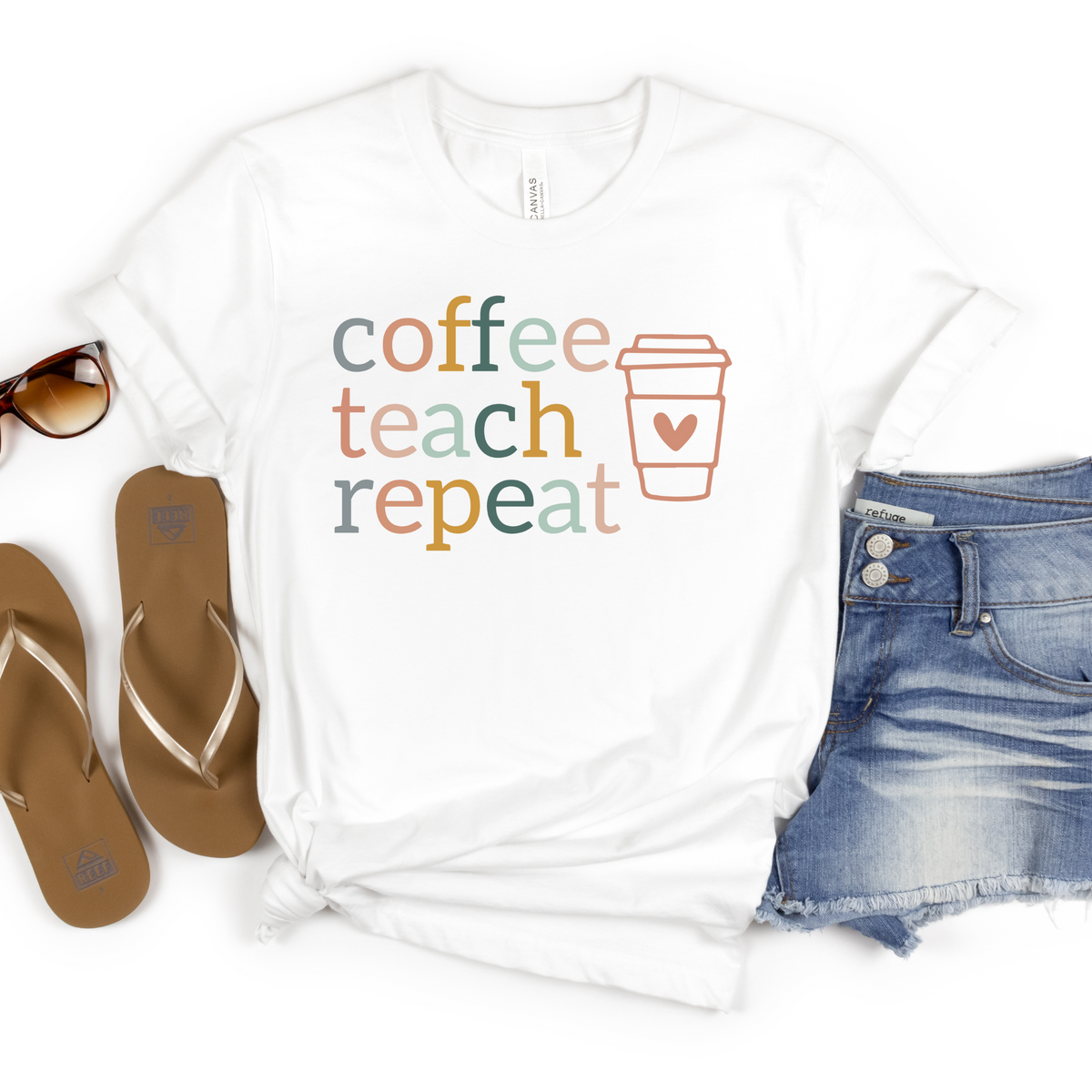 Coffee Teach Repeat Tee - MariROsa Craft Shop