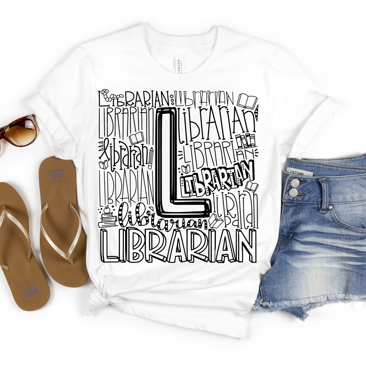 Librarian Typography Design Tee - MariROsa Craft Shop