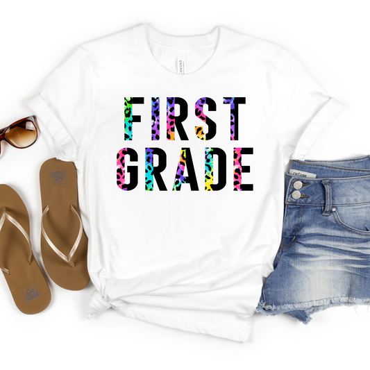 Tye Dye Leopard Print Grade Level Tee - MariROsa Craft Shop