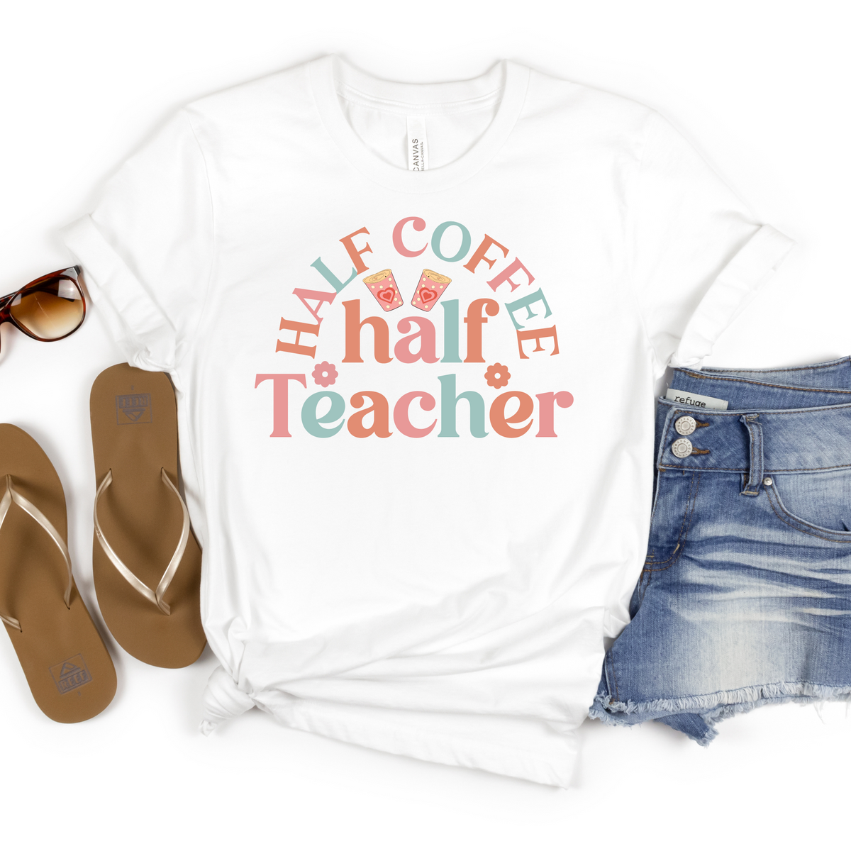 Half Coffee Half Teacher Tee - MariROsa Craft Shop