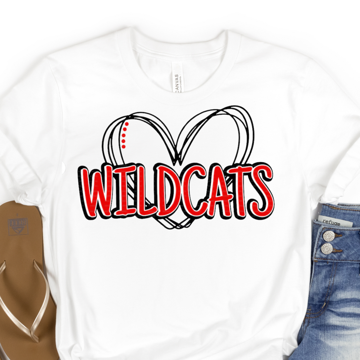 Stringy Heart Script Mascot Spirit Tee - MariROsa Craft Shop