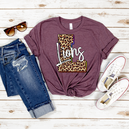 Lions Mascot Leopard Initial L Shirt - MariROsa Craft Shop