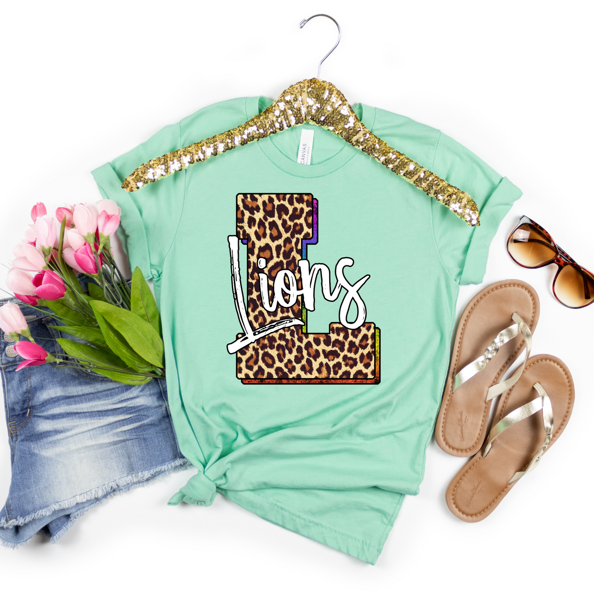 Lions Mascot Leopard Initial L Shirt - MariROsa Craft Shop