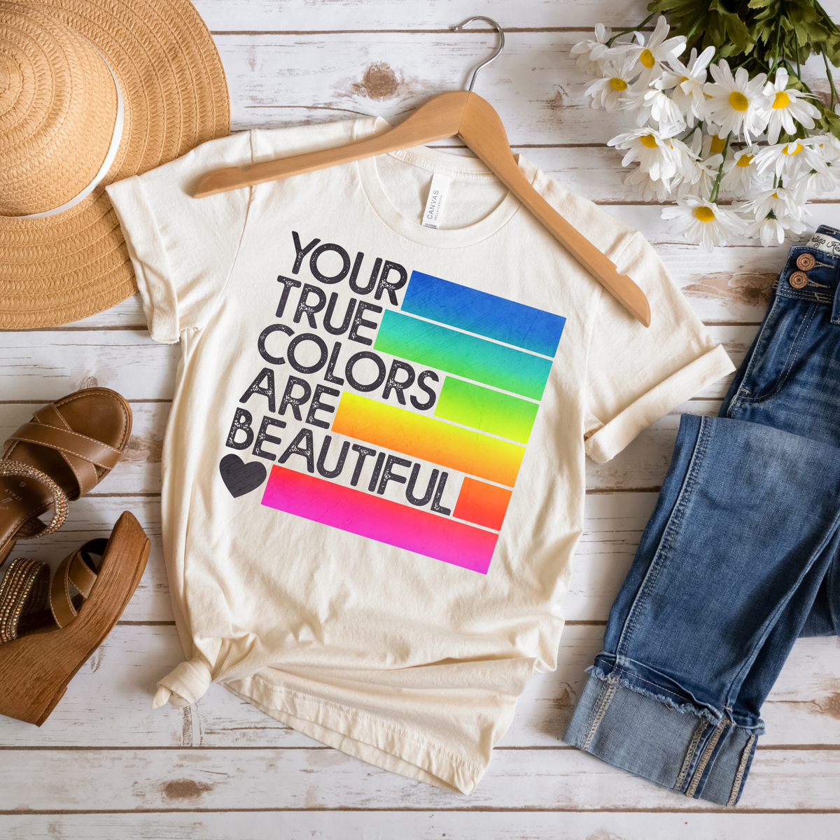 Your True Colors are Beautiful Rainbow Tee - MariROsa Craft Shop