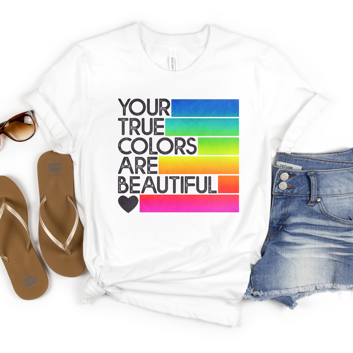 Your True Colors are Beautiful Rainbow Tee - MariROsa Craft Shop
